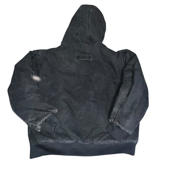 Vintage Cabelas Men faded black Insulated Canvas Chore Work Coat Hooded size  XL - Picture 7 of 10